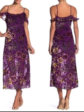 NWOT!Summer Boho Honey Punch Anthro Velvet Soft Floral Women's Maxi Dress Small